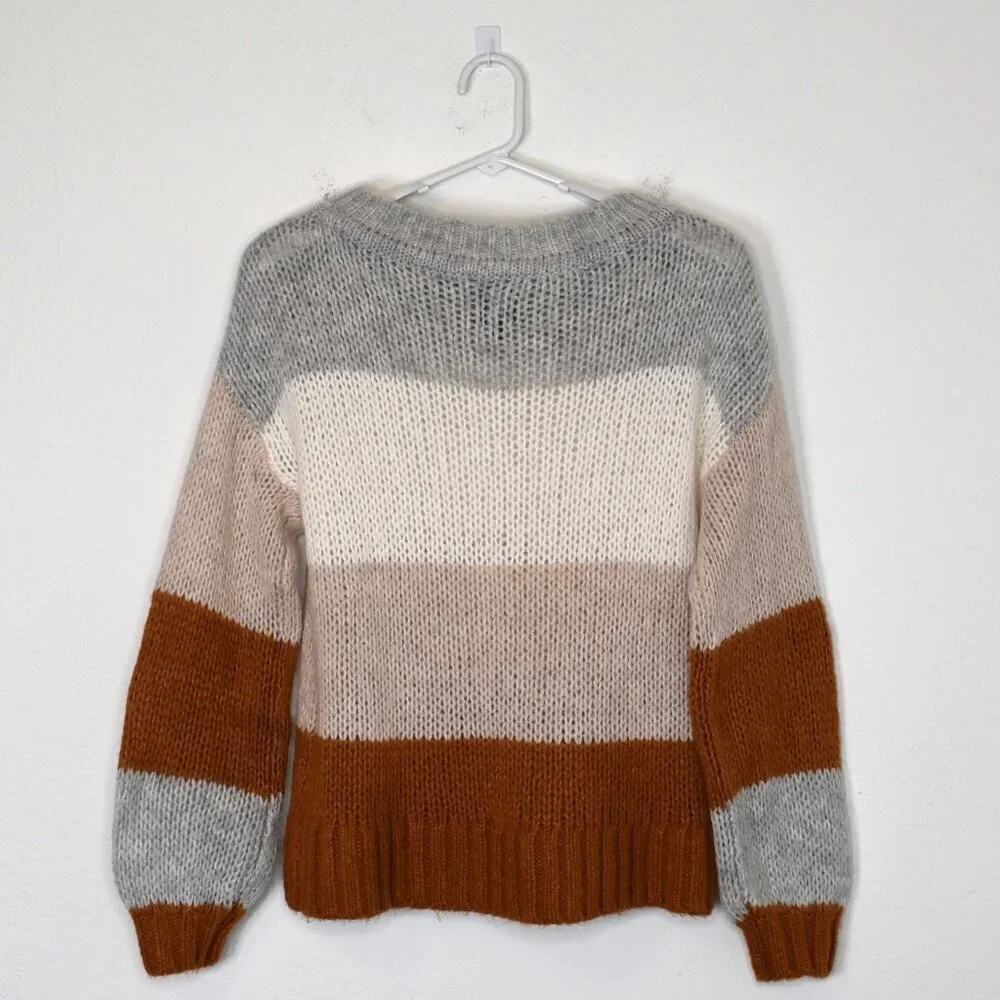 GAP Alpaca Wool Sweater Sz S Colorblock Slouchy Neutral Minimalist Boho